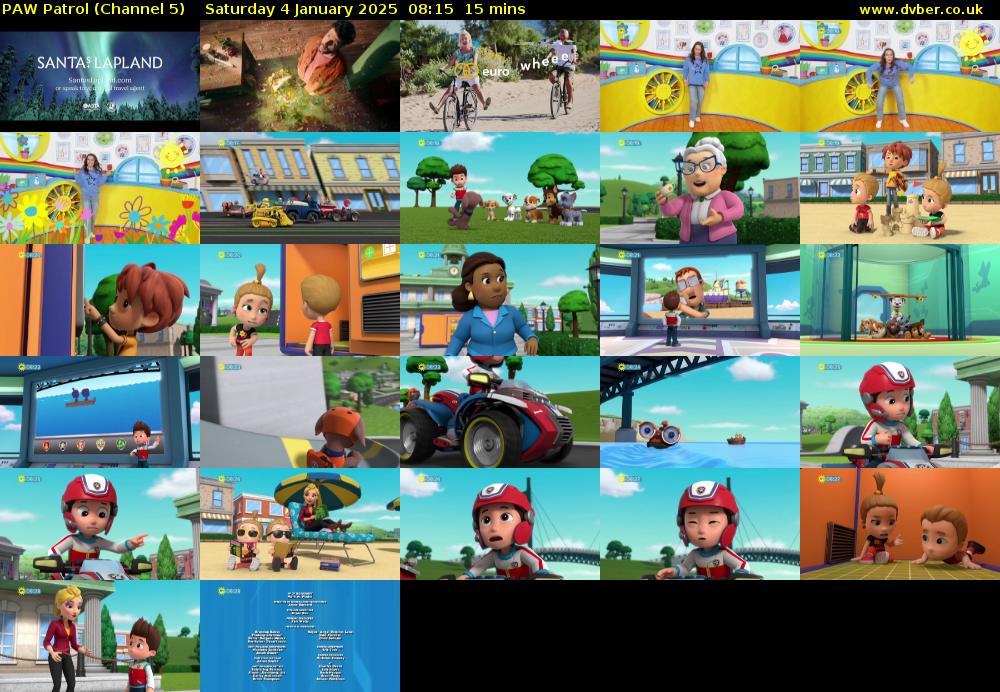 PAW Patrol (Channel 5) Saturday 4 January 2025 08:15 - 08:30