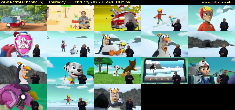 PAW Patrol (Channel 5) Thursday 13 February 2025 05:40 - 05:50