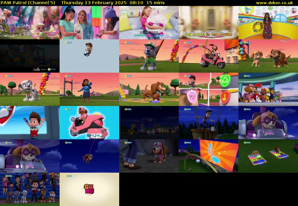 PAW Patrol (Channel 5) Thursday 13 February 2025 08:10 - 08:25
