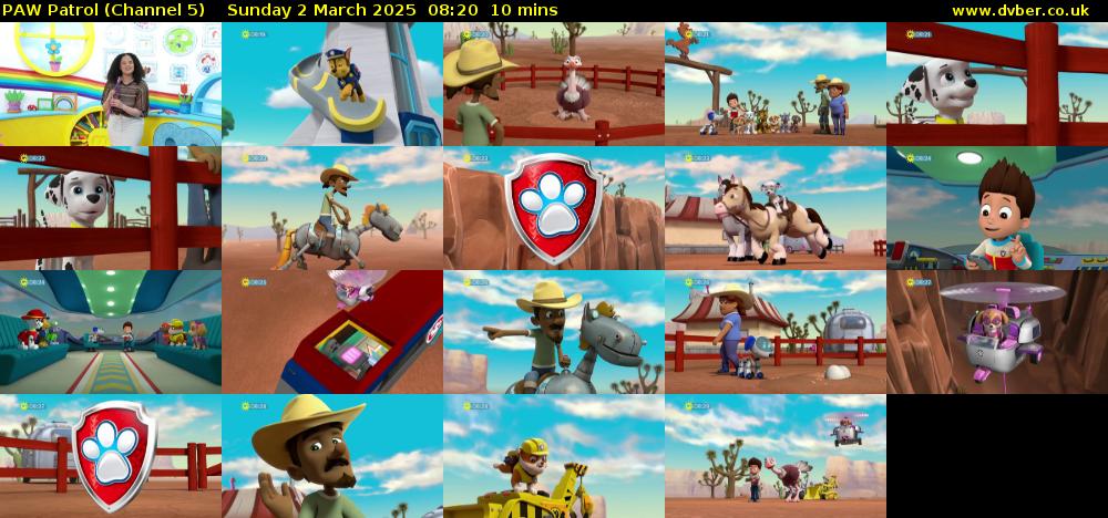 PAW Patrol (Channel 5) Sunday 2 March 2025 08:20 - 08:30
