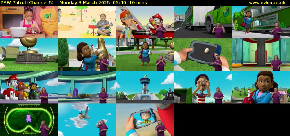 PAW Patrol (Channel 5) Monday 3 March 2025 05:40 - 05:50