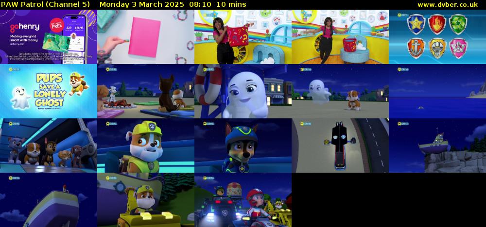 PAW Patrol (Channel 5) Monday 3 March 2025 08:10 - 08:20