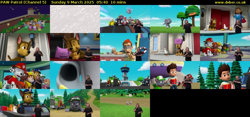 PAW Patrol (Channel 5) Sunday 9 March 2025 05:40 - 05:50