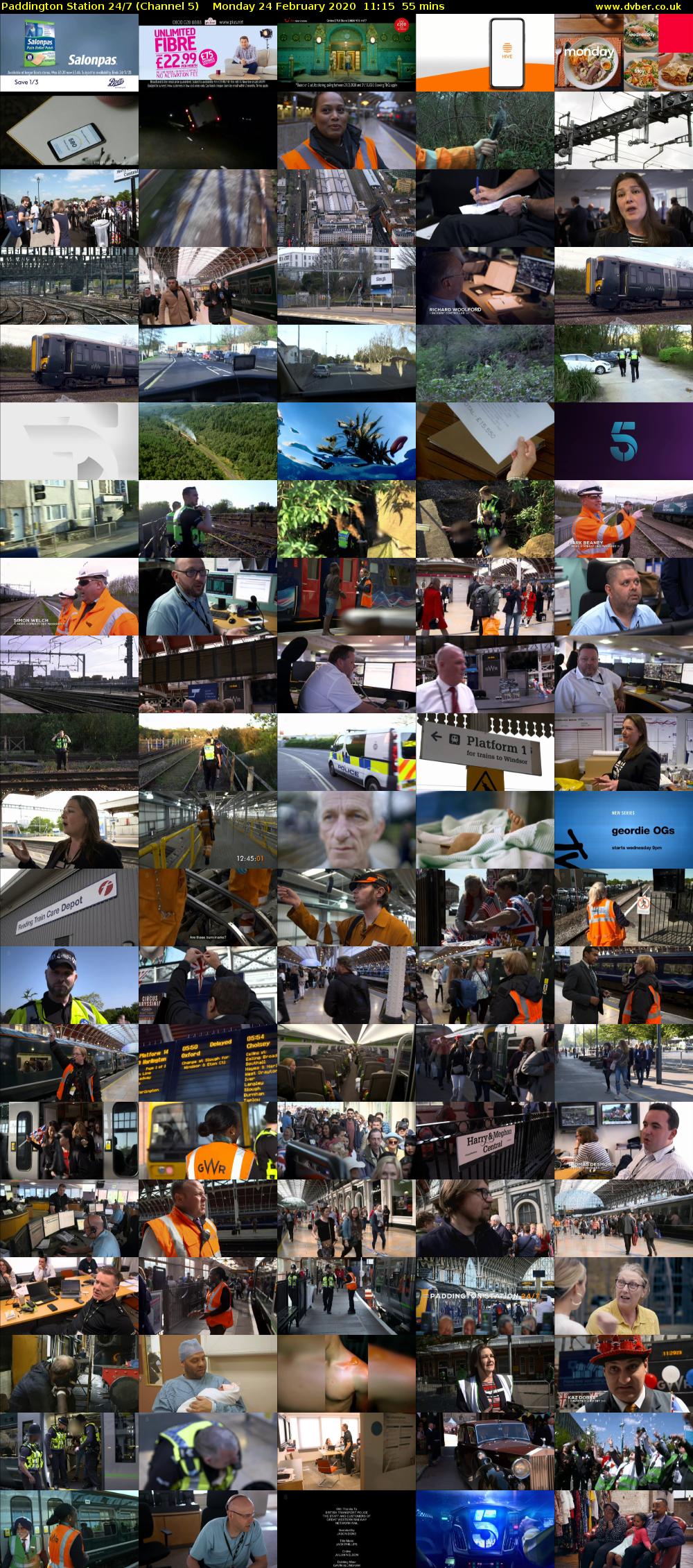 Paddington Station 24/7 (Channel 5) Monday 24 February 2020 11:15 - 12:10