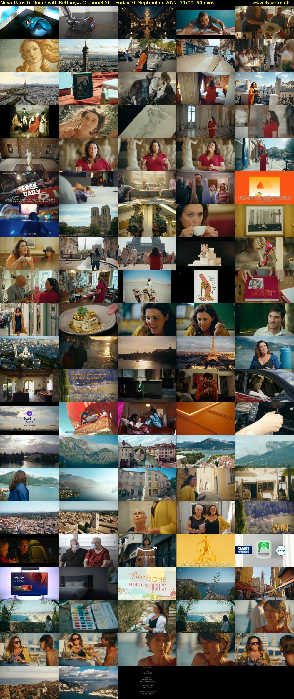 Paris to Rome with Bettany... (Channel 5) Friday 30 September 2022 21:00 - 22:00
