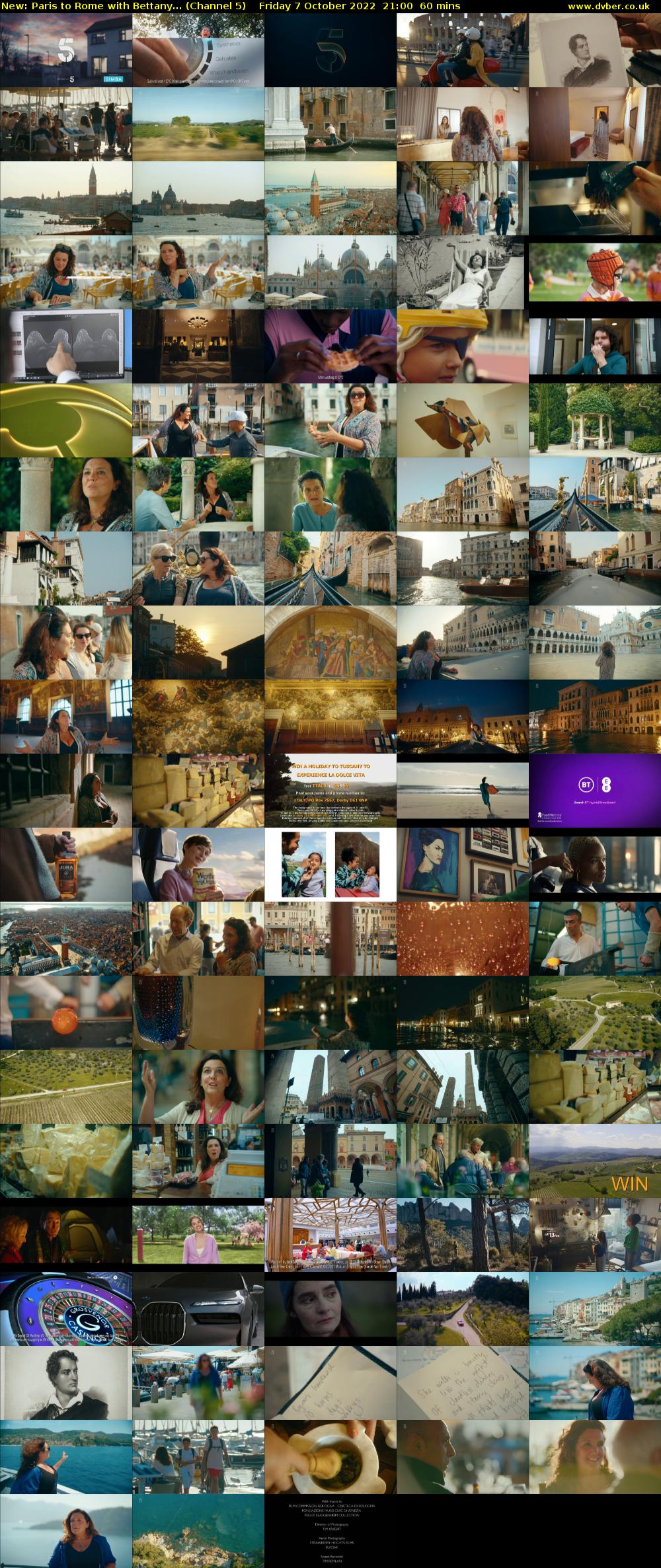 Paris to Rome with Bettany... (Channel 5) Friday 7 October 2022 21:00 - 22:00