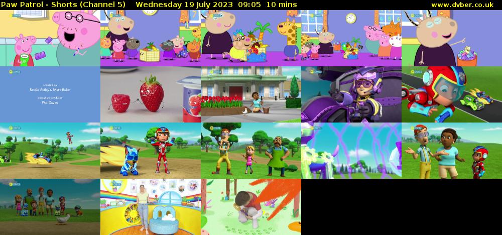 Paw Patrol - Shorts (Channel 5) Wednesday 19 July 2023 09:05 - 09:15