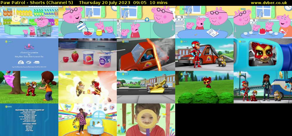 Paw Patrol - Shorts (Channel 5) Thursday 20 July 2023 09:05 - 09:15
