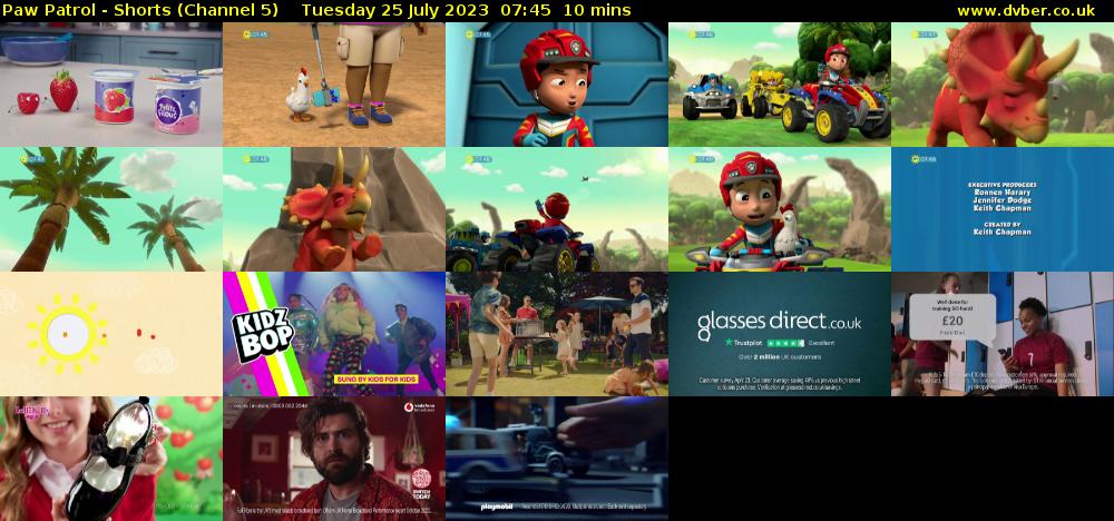 Paw Patrol - Shorts (Channel 5) Tuesday 25 July 2023 07:45 - 07:55