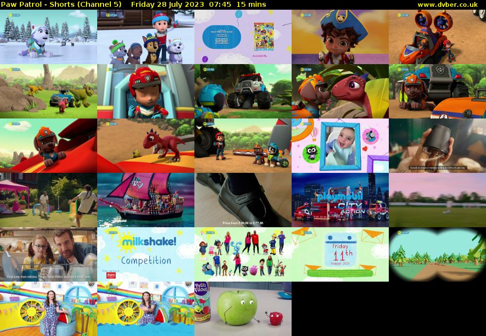 Paw Patrol - Shorts (Channel 5) Friday 28 July 2023 07:45 - 08:00
