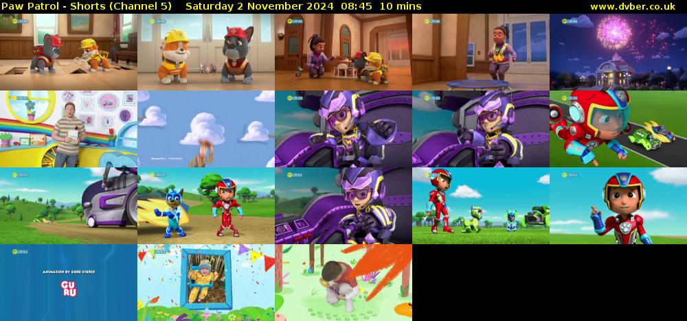 Paw Patrol - Shorts (Channel 5) Saturday 2 November 2024 08:45 - 08:55