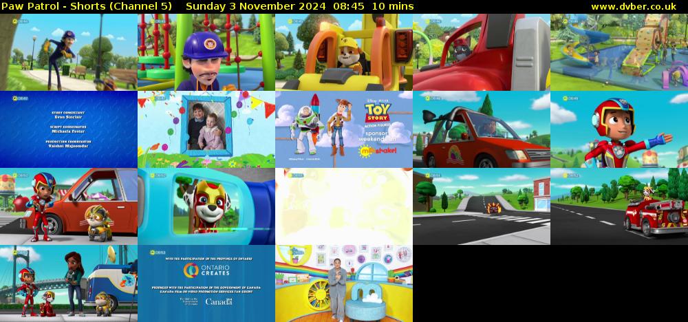 Paw Patrol - Shorts (Channel 5) Sunday 3 November 2024 08:45 - 08:55