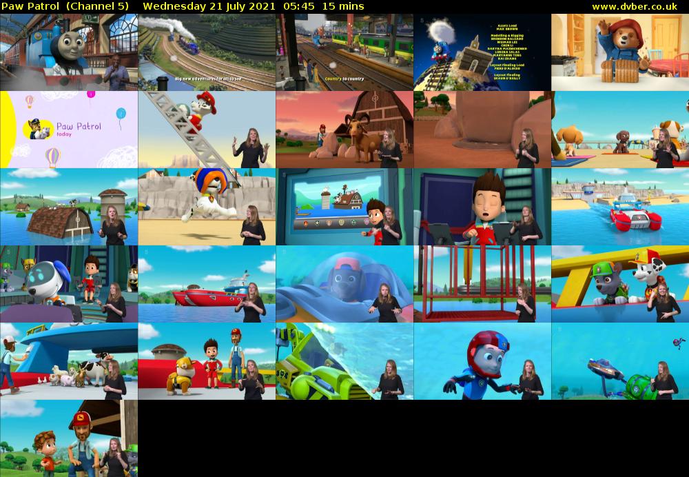 Paw Patrol  (Channel 5) Wednesday 21 July 2021 05:45 - 06:00