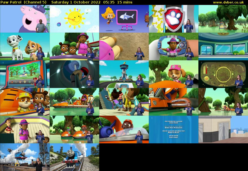 Paw Patrol  (Channel 5) Saturday 1 October 2022 05:35 - 05:50