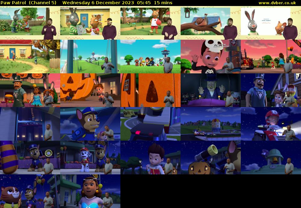 Paw Patrol  (Channel 5) Wednesday 6 December 2023 05:45 - 06:00