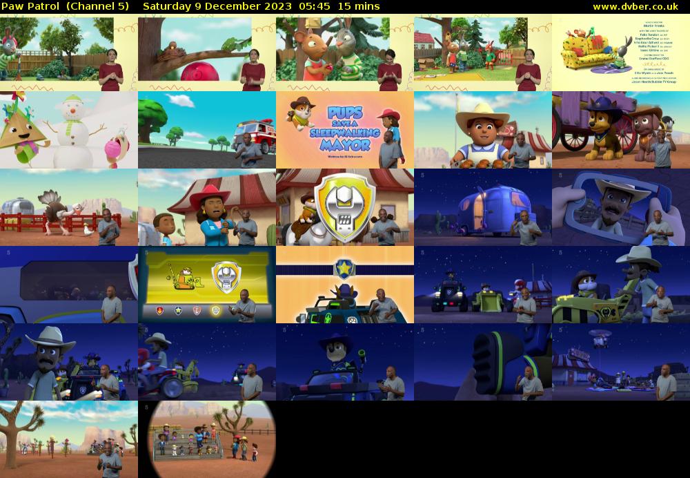 Paw Patrol  (Channel 5) Saturday 9 December 2023 05:45 - 06:00