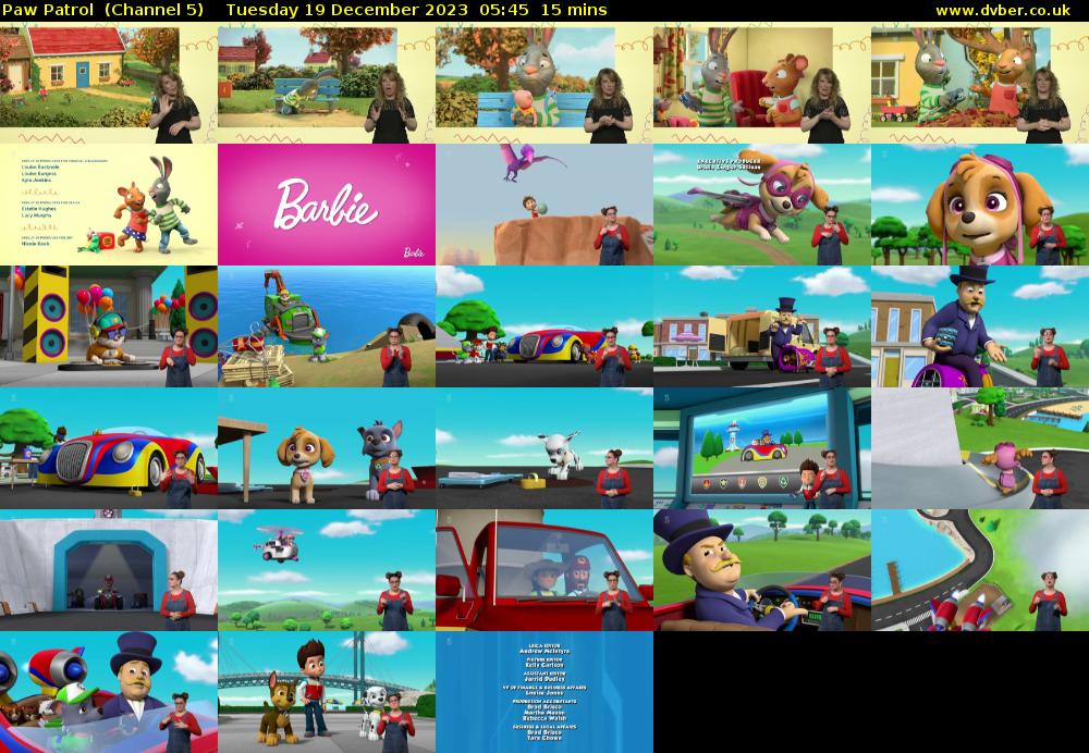Paw Patrol  (Channel 5) Tuesday 19 December 2023 05:45 - 06:00