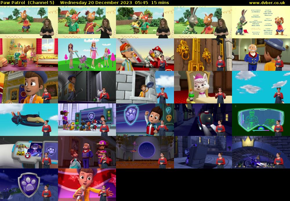 Paw Patrol  (Channel 5) Wednesday 20 December 2023 05:45 - 06:00