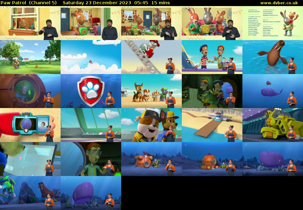 Paw Patrol  (Channel 5) Saturday 23 December 2023 05:45 - 06:00