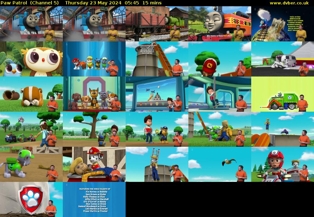 Paw Patrol  (Channel 5) Thursday 23 May 2024 05:45 - 06:00