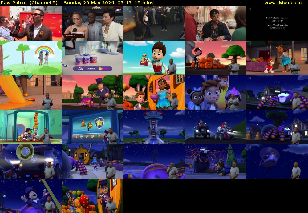 Paw Patrol  (Channel 5) Sunday 26 May 2024 05:45 - 06:00