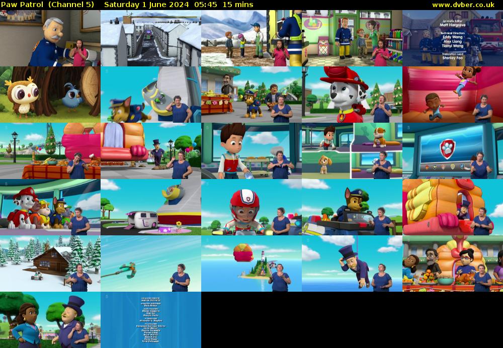 Paw Patrol  (Channel 5) Saturday 1 June 2024 05:45 - 06:00