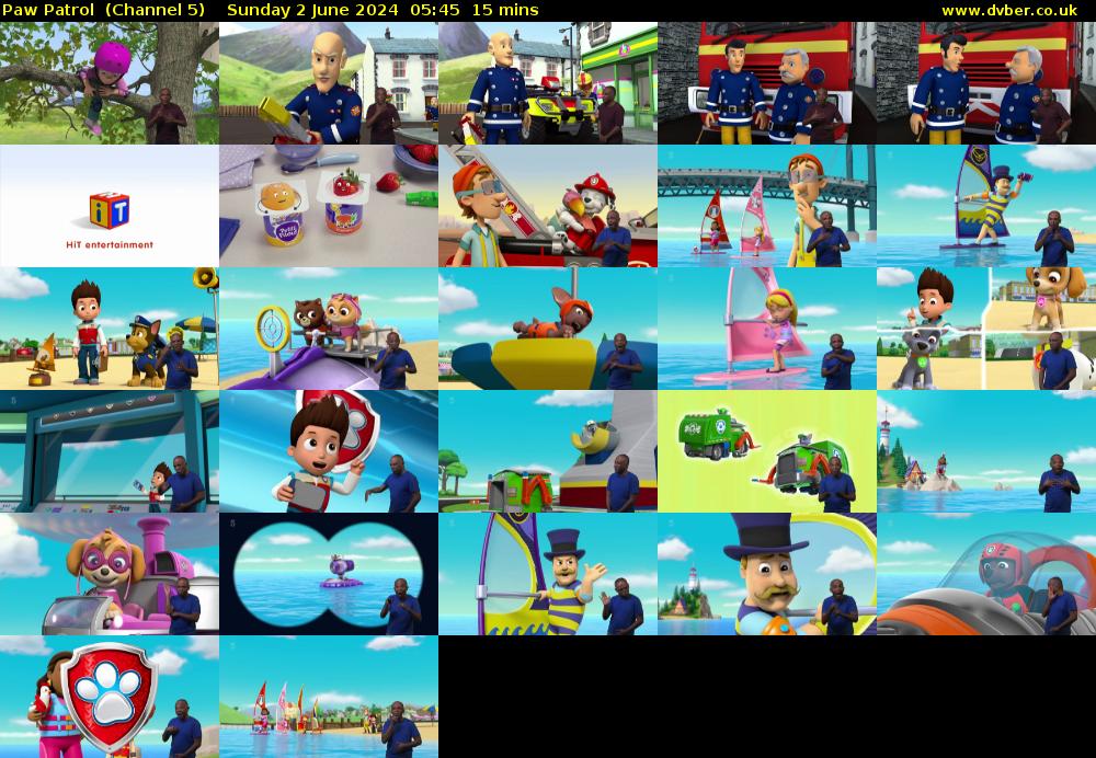 Paw Patrol  (Channel 5) Sunday 2 June 2024 05:45 - 06:00