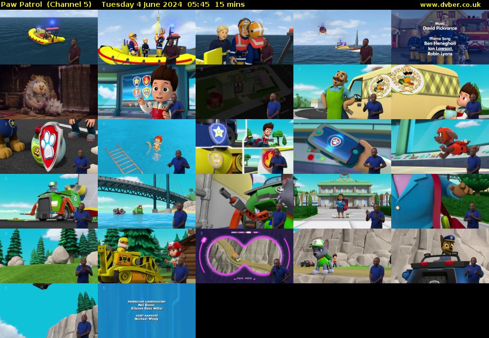 Paw Patrol  (Channel 5) Tuesday 4 June 2024 05:45 - 06:00