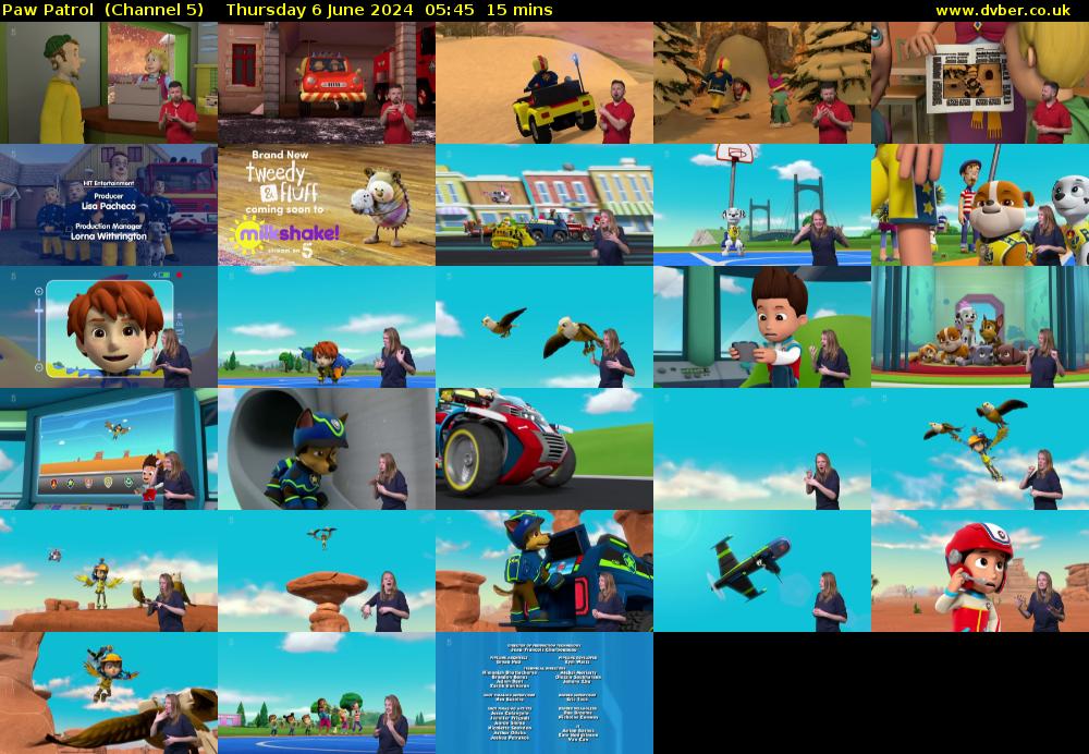 Paw Patrol  (Channel 5) Thursday 6 June 2024 05:45 - 06:00