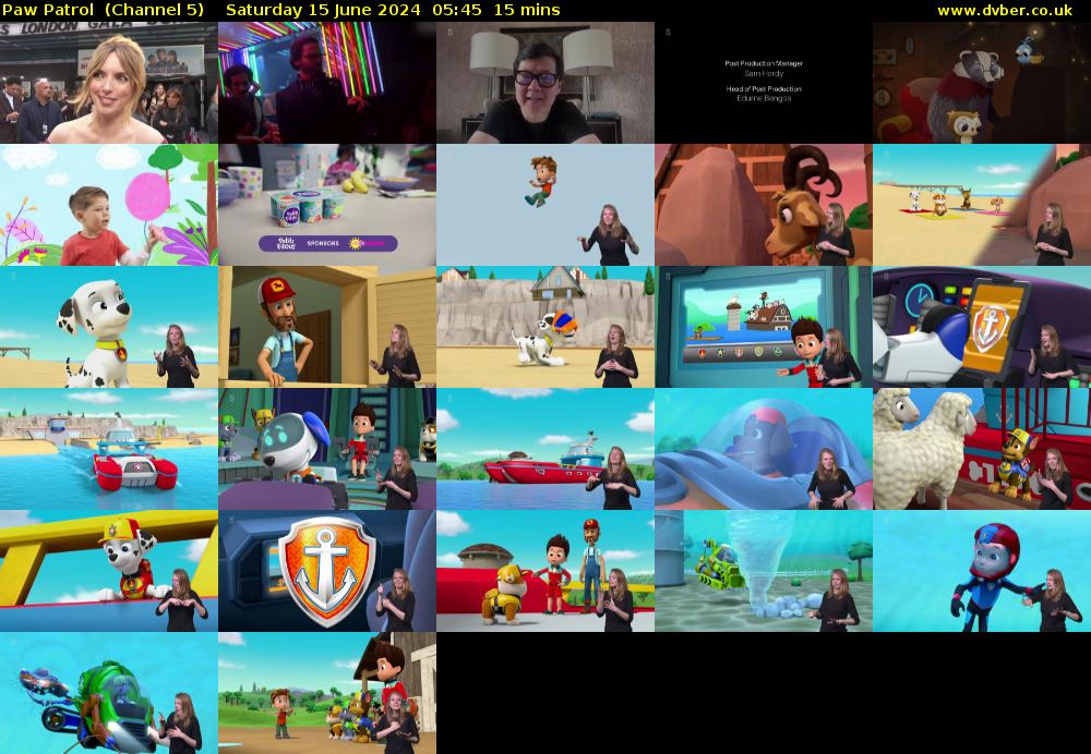 Paw Patrol  (Channel 5) Saturday 15 June 2024 05:45 - 06:00