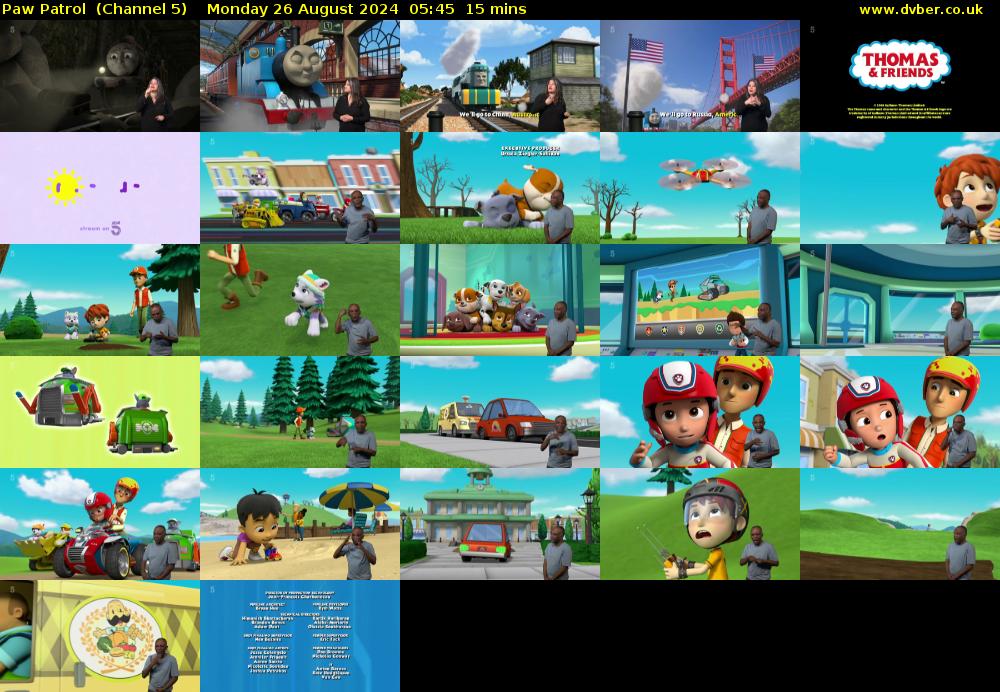 Paw Patrol  (Channel 5) Monday 26 August 2024 05:45 - 06:00