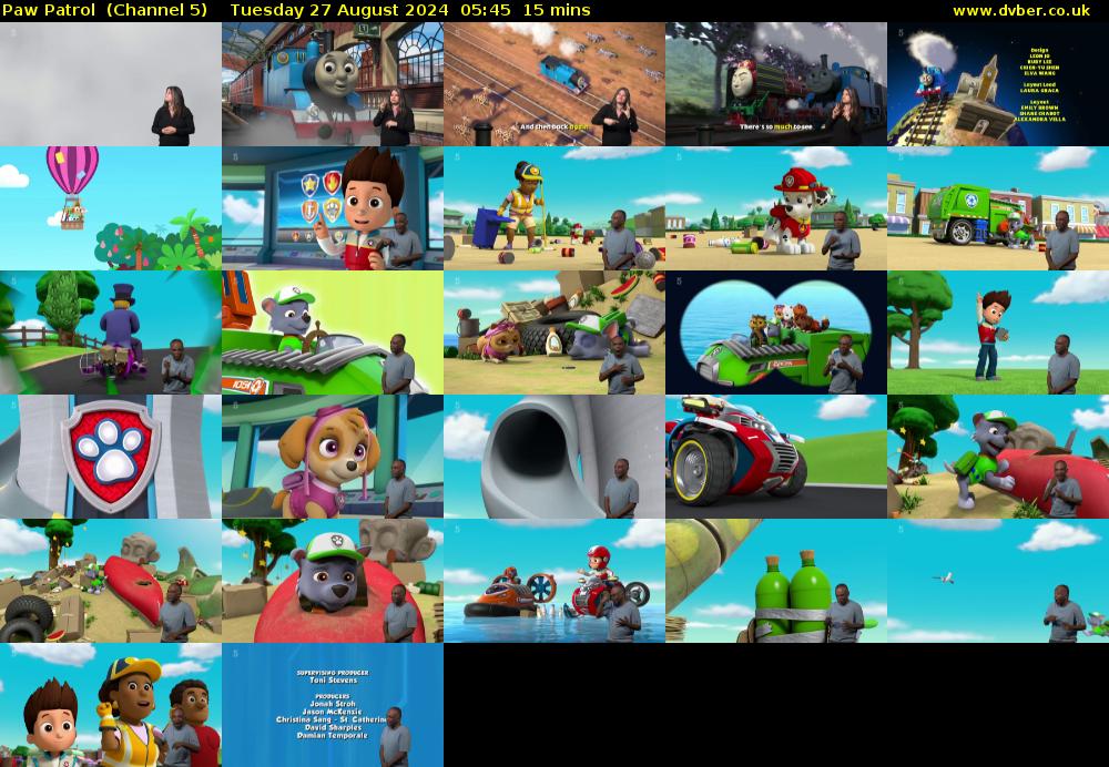 Paw Patrol  (Channel 5) Tuesday 27 August 2024 05:45 - 06:00