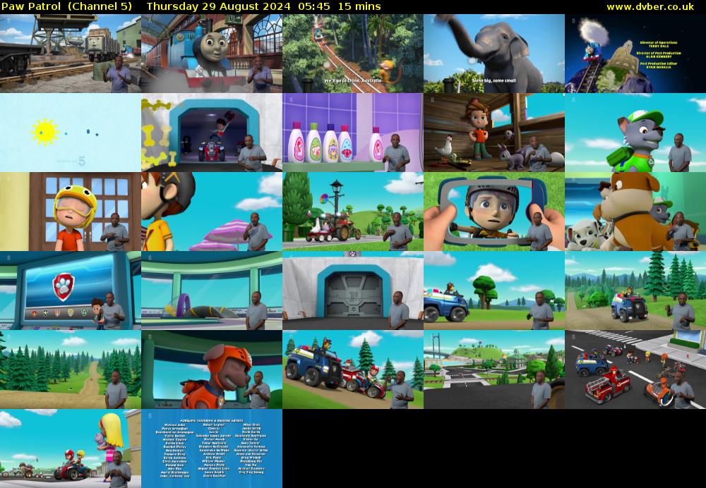 Paw Patrol  (Channel 5) Thursday 29 August 2024 05:45 - 06:00