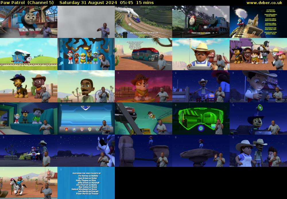 Paw Patrol  (Channel 5) Saturday 31 August 2024 05:45 - 06:00