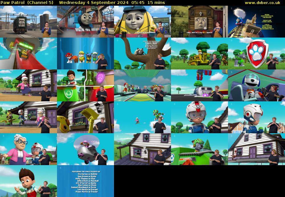 Paw Patrol  (Channel 5) Wednesday 4 September 2024 05:45 - 06:00
