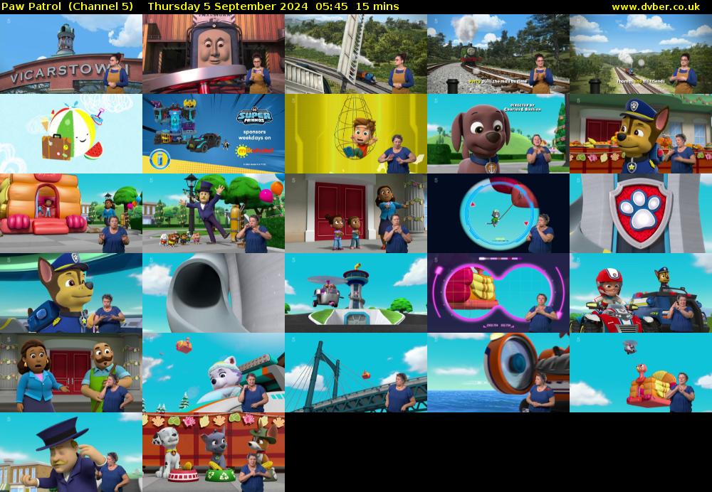 Paw Patrol  (Channel 5) Thursday 5 September 2024 05:45 - 06:00