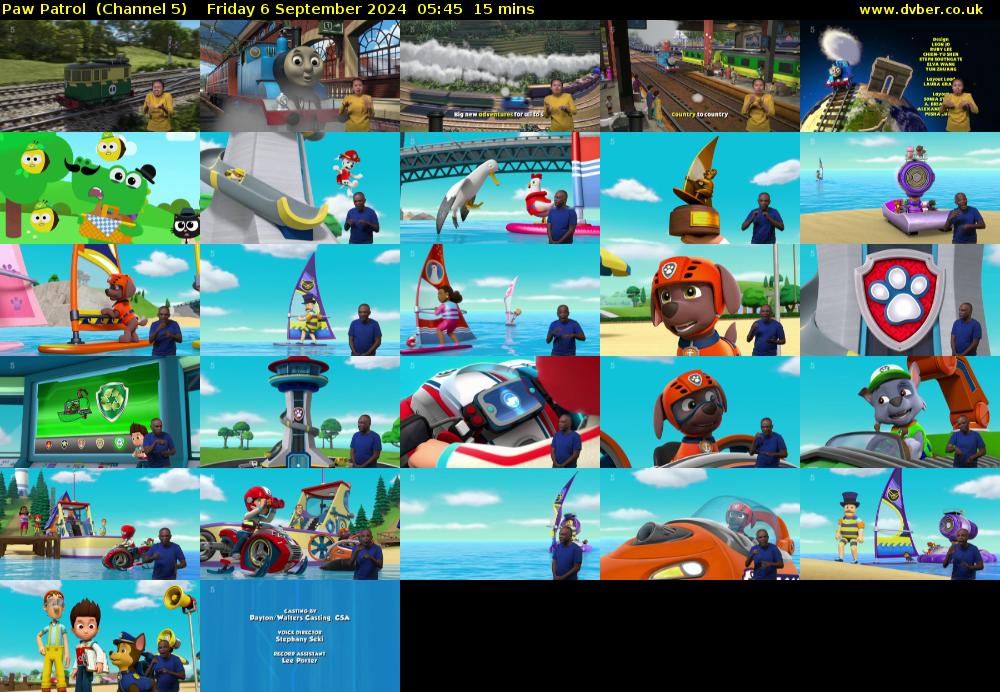 Paw Patrol  (Channel 5) Friday 6 September 2024 05:45 - 06:00