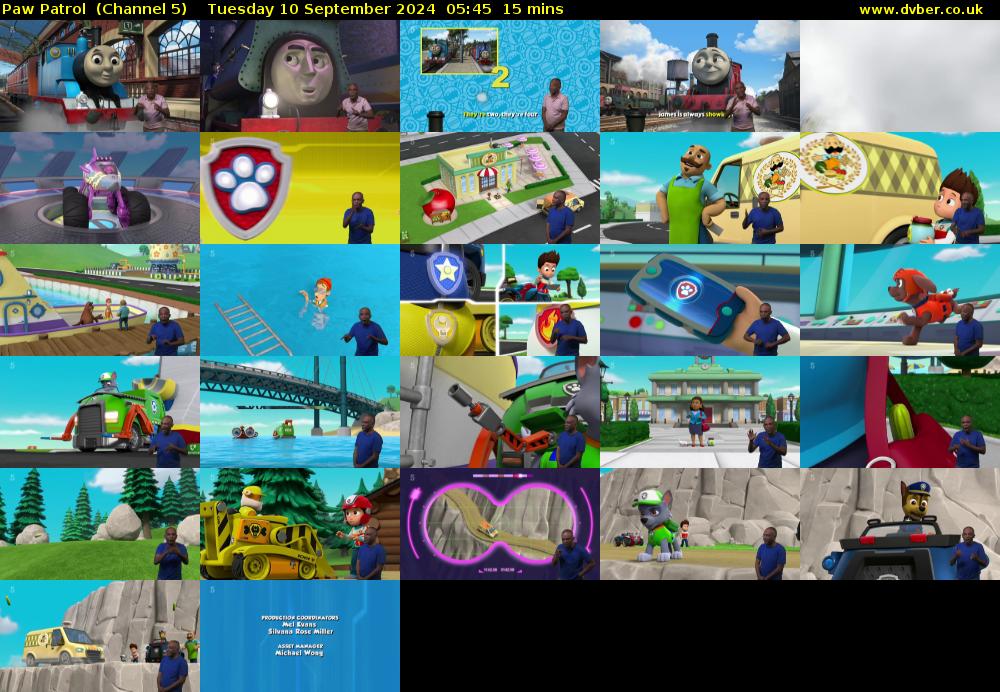 Paw Patrol  (Channel 5) Tuesday 10 September 2024 05:45 - 06:00