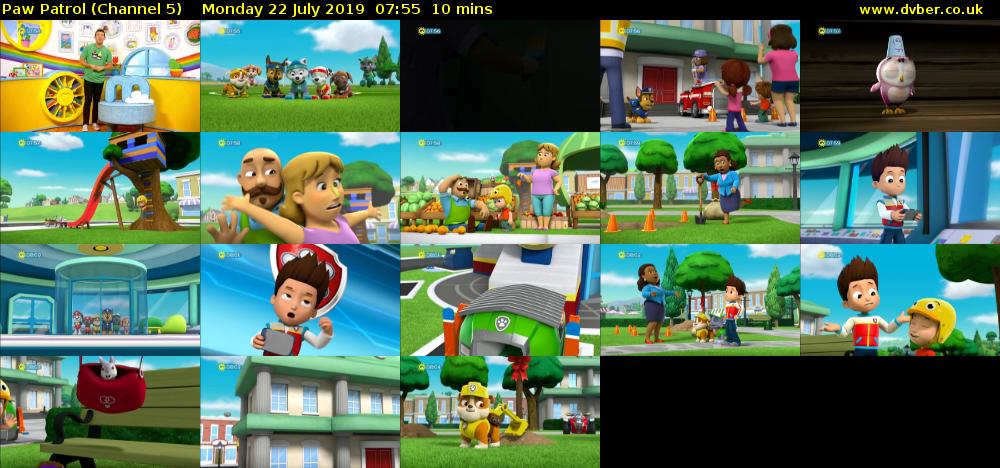 Paw Patrol (Channel 5) Monday 22 July 2019 07:55 - 08:05