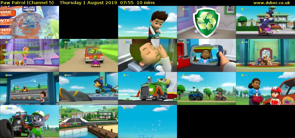 Paw Patrol (Channel 5) Thursday 1 August 2019 07:55 - 08:05
