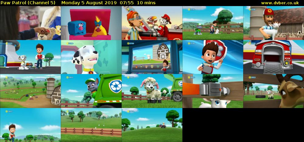 Paw Patrol (Channel 5) Monday 5 August 2019 07:55 - 08:05
