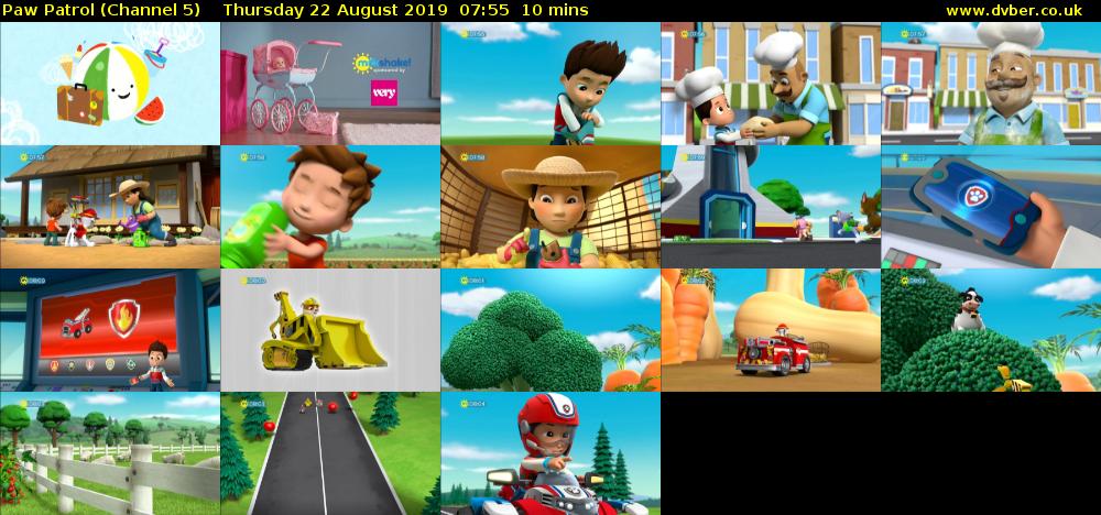 Paw Patrol (Channel 5) Thursday 22 August 2019 07:55 - 08:05