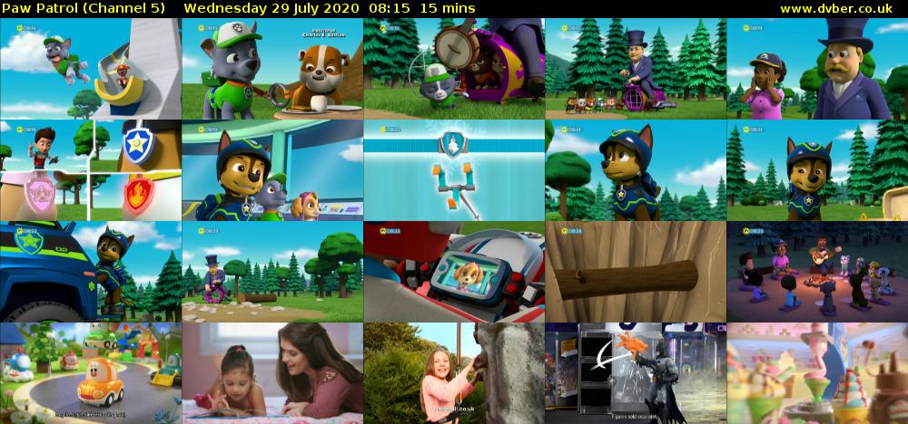 Paw Patrol (Channel 5) Wednesday 29 July 2020 08:15 - 08:30