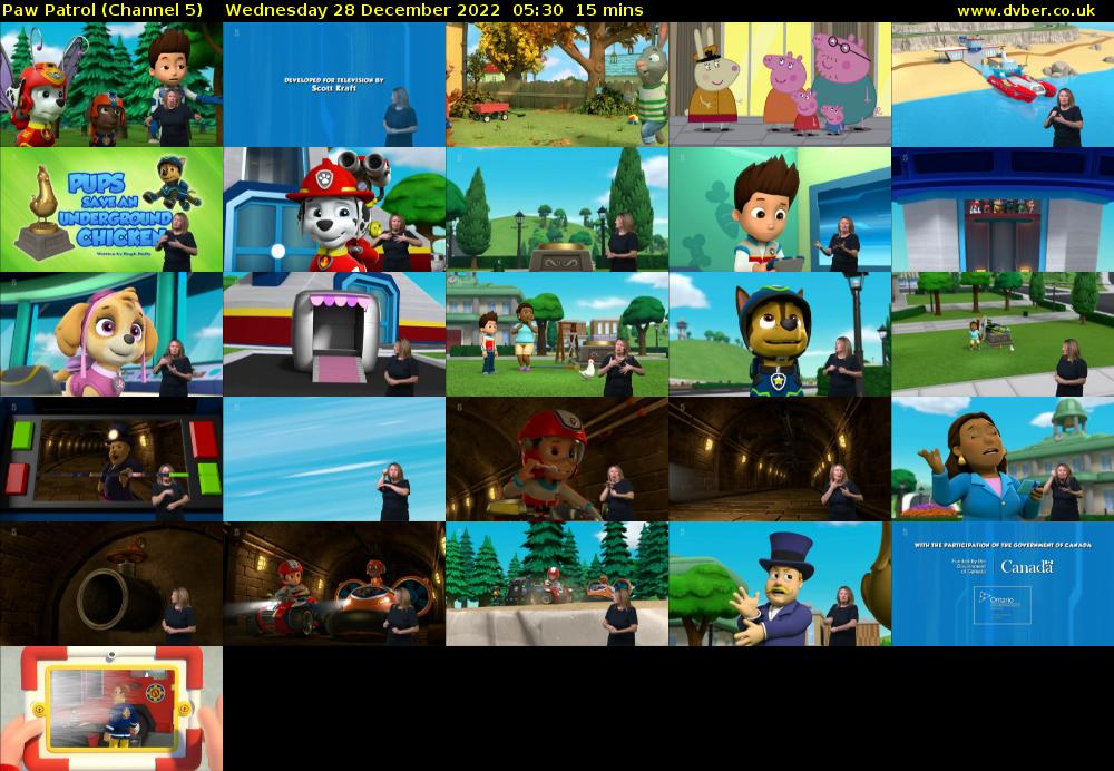 Paw Patrol (Channel 5) Wednesday 28 December 2022 05:30 - 05:45