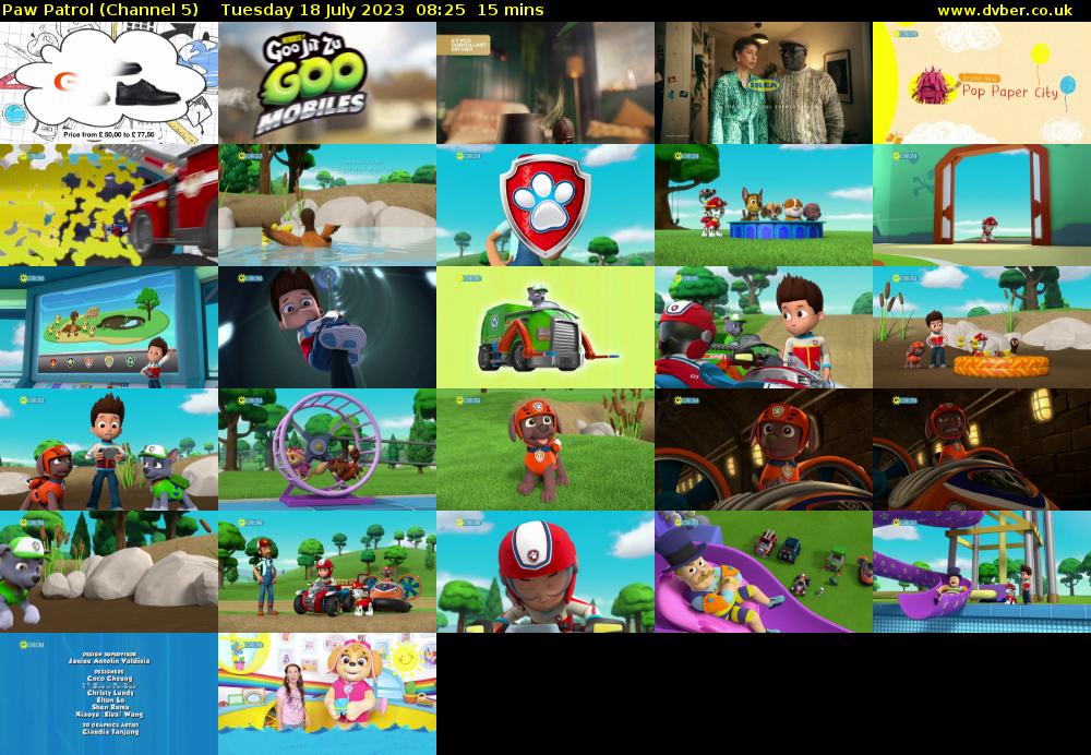 Paw Patrol (Channel 5) Tuesday 18 July 2023 08:25 - 08:40
