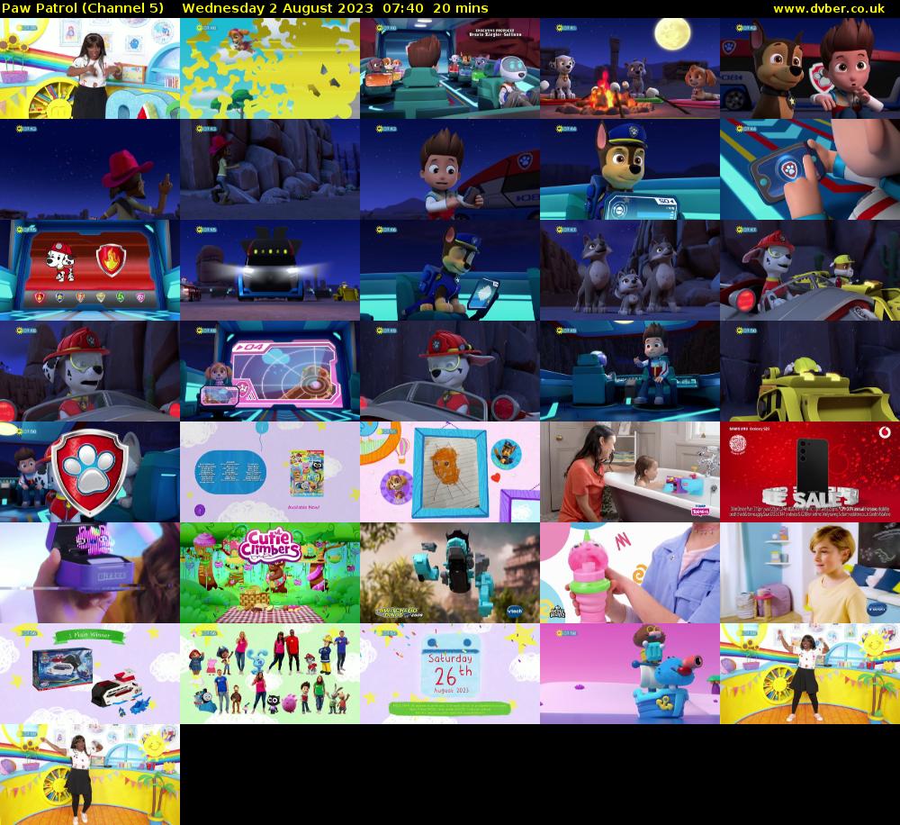 Paw Patrol (Channel 5) Wednesday 2 August 2023 07:40 - 08:00