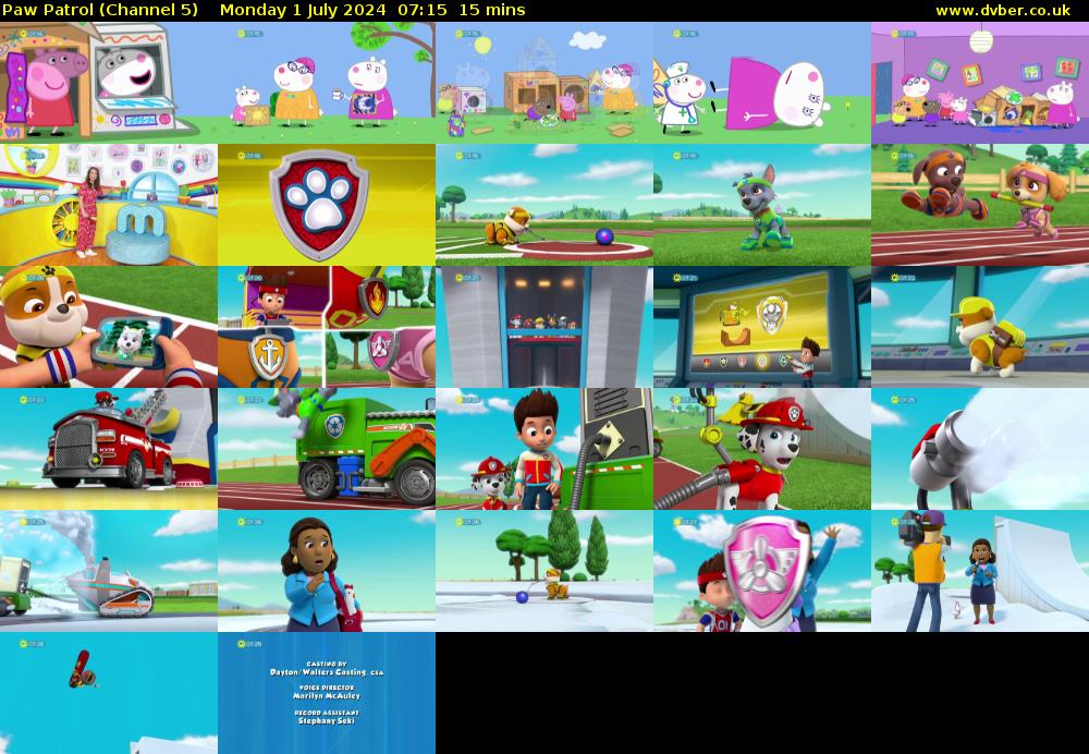 Paw Patrol (Channel 5) Monday 1 July 2024 07:15 - 07:30