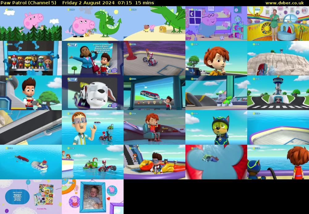 Paw Patrol (Channel 5) Friday 2 August 2024 07:15 - 07:30