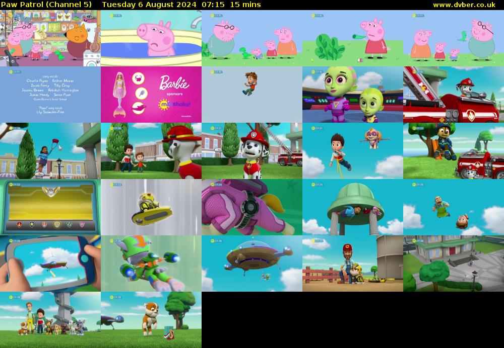 Paw Patrol (Channel 5) Tuesday 6 August 2024 07:15 - 07:30