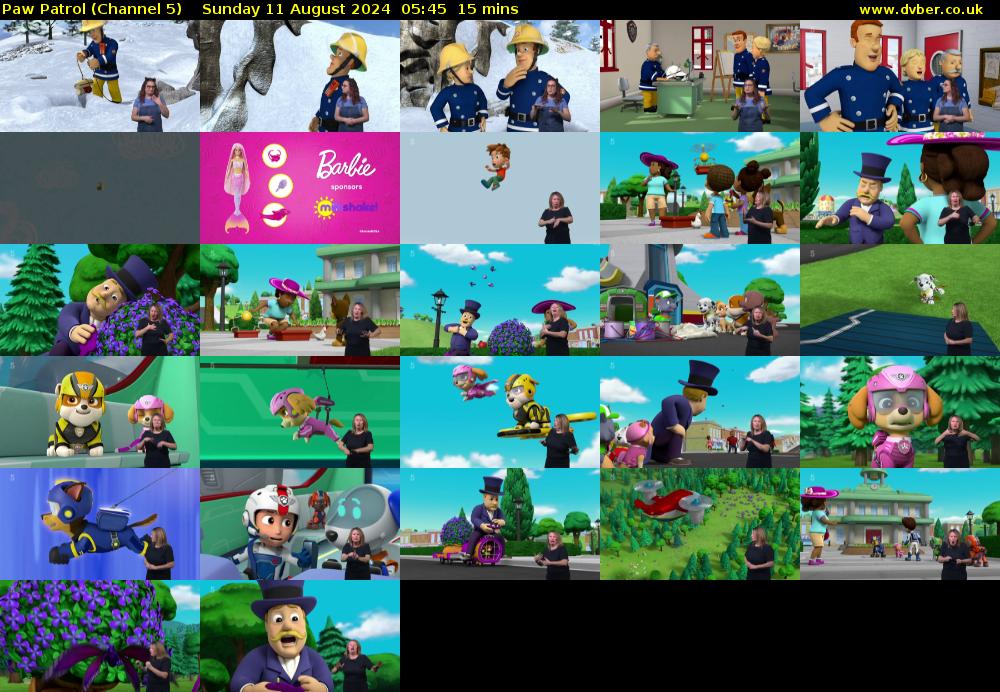 Paw Patrol (Channel 5) Sunday 11 August 2024 05:45 - 06:00